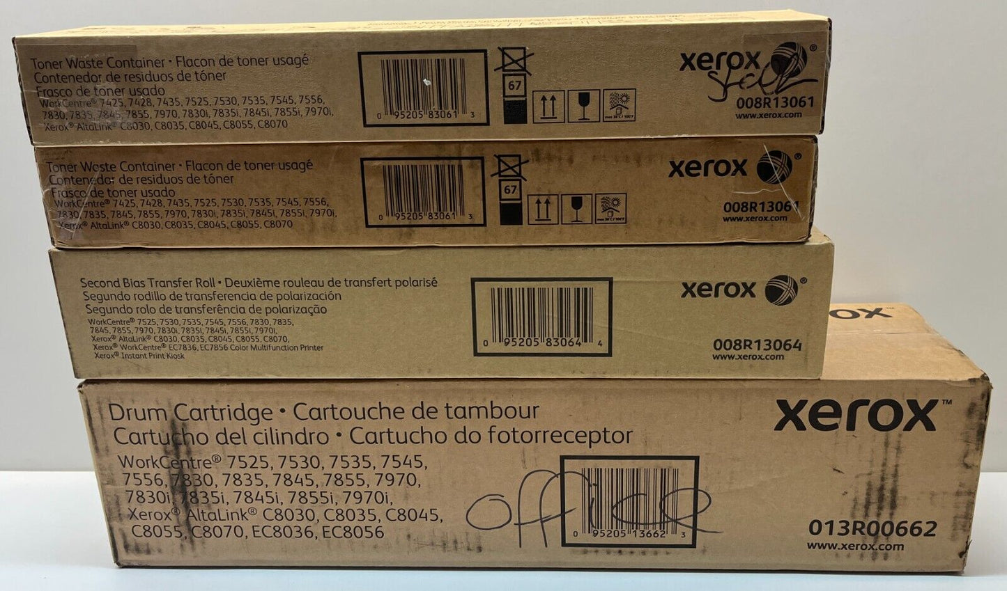 Xerox Job Lot WorkCentre 7525, 7530 & More-K,K,Y,M,2xWaste, Drum & Transfer Roll