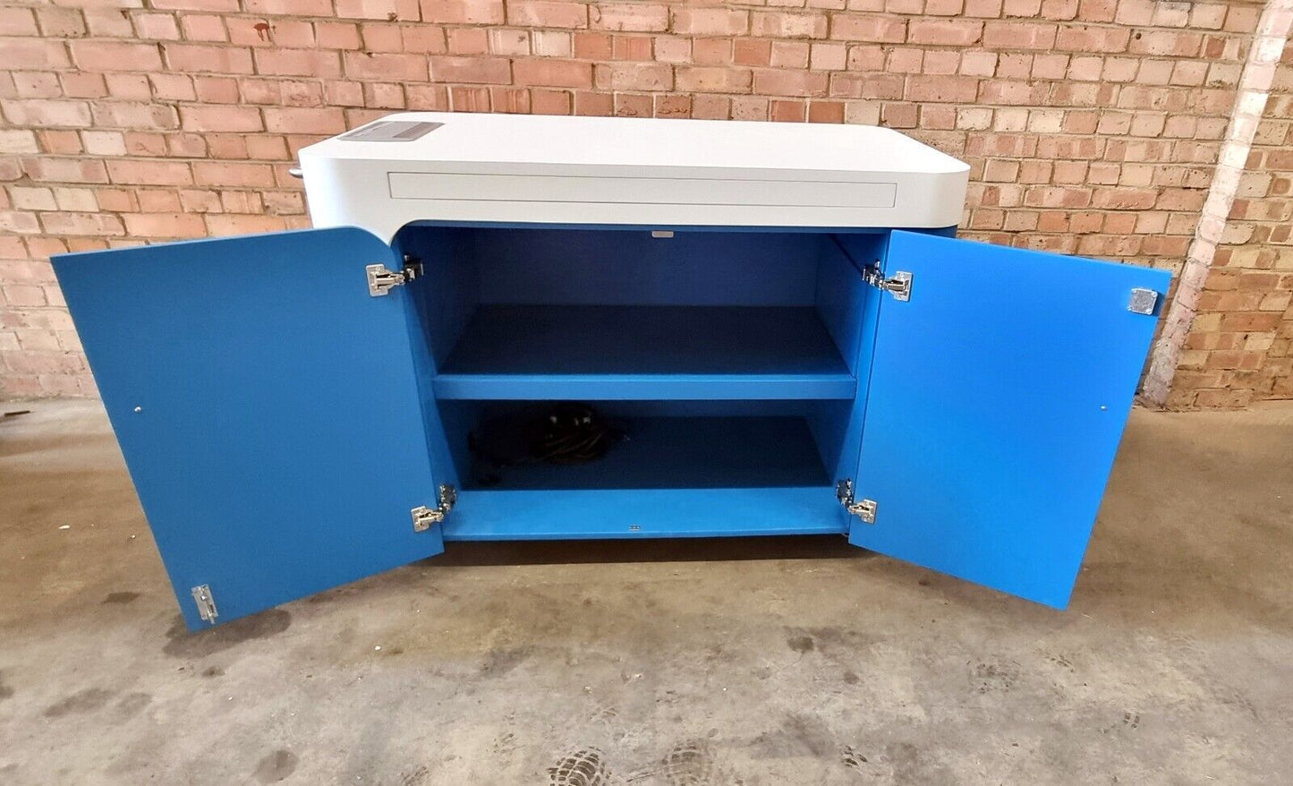 Bespoke Retail Reception Desking White+Blue (4 Units Total)