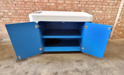 Bespoke Retail Reception Desking White+Blue (4 Units Total)