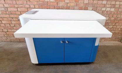 Bespoke Retail Reception Desking White+Blue (4 Units Total)