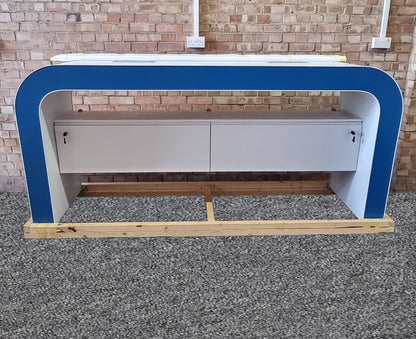 Bespoke Retail Reception Desking White+Blue (4 Units Total)