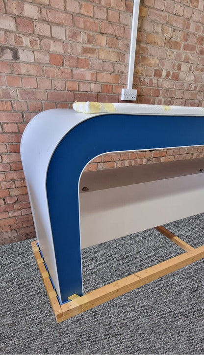 Bespoke Retail Reception Desking White+Blue (4 Units Total)